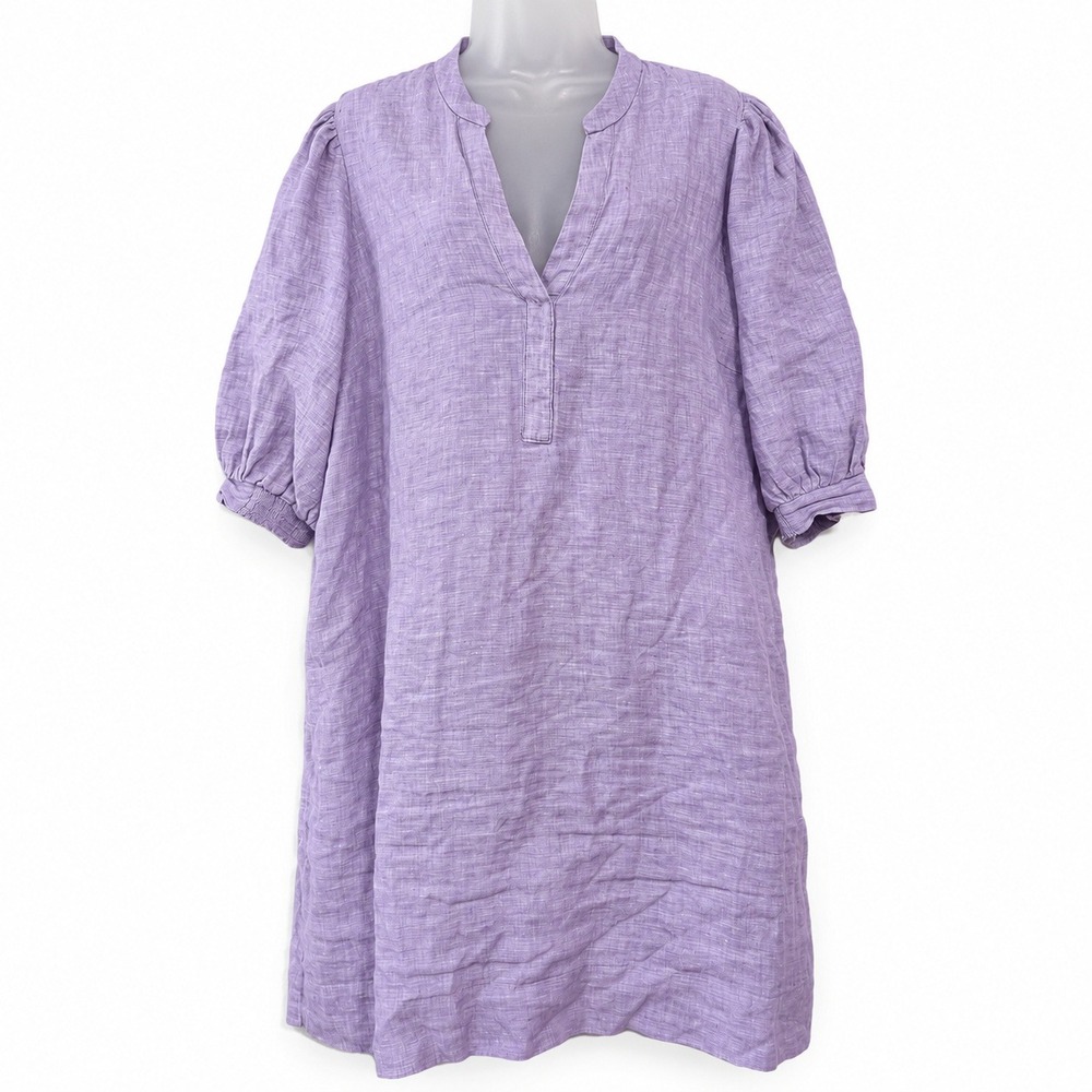 Lilly Pulitzer Mialeigh Elbow Sleeve Linen Shift Dress 16 Lilac Coastal Resort - Picture 2 of 16